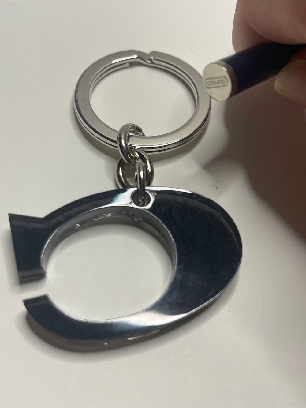 Coach Acrylic C Keychain with Silver Ring and Coach Pen - Picture 4 of 5